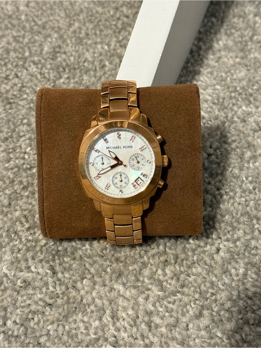 Michael Kors Rose Gold Chronograph Watch With Mother Of Pearl Dial